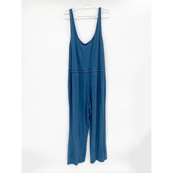 Faherty Terra Blue Organic Cotton Sleeveless Drawstring Jumpsuit Size L NWT - Picture 6 of 6
